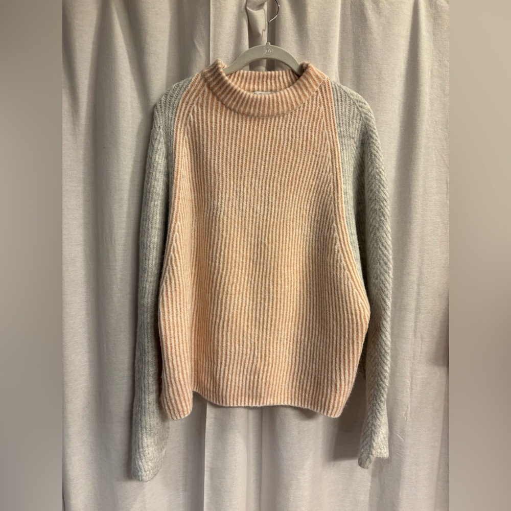 She + Sky Peach and White Striped Sweater